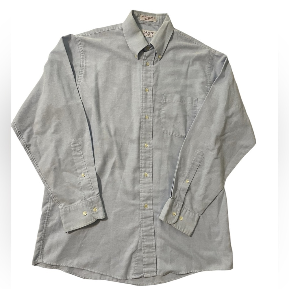ARROW Diver Shirt Mens 15 1/2 (32-33) Button Up Classic Fit Sky Blue Cotton